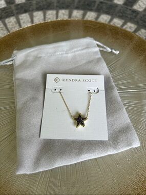 Kendra Scott Jae Gold Star Necklace with multi drusy Center